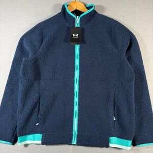 Under Armour Golf Fleece Jacket Full Zip‎ Navy Teal Loose Fit Women's LG New